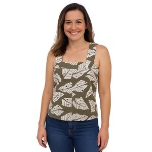 Free Assembly Tropical Palm Leaf Crop Top Size XS